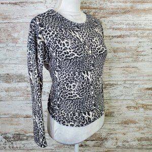 Poof New York Leopard Twist Back Long Sleeve Top